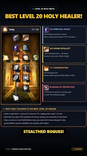BEST LEVEL 20 HOLY HEALER BUILD! (Infinite Mana & BiS Gear) ✨🛡️ #shorts