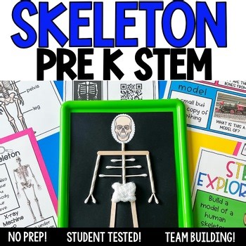 Skeleton STEM Activity for Preschool - My Body Bones STEM No Prep Challenge PreK