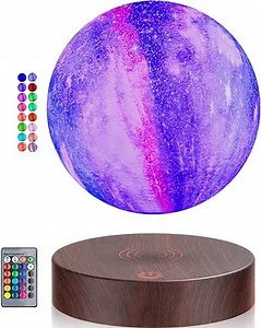 UVEHAS Levitating Galaxy Moon Lamp, 16 Colors Magnetic Levitation 3D Printing Moon LED Light with Remote Control, Floating and Spinning in Air Night Lights for Room Decor, Birthday Christmas Gifts