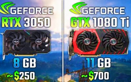 桌面版RTX 3050 vs GTX 1080 Ti _ 1440p分辨率性能对比