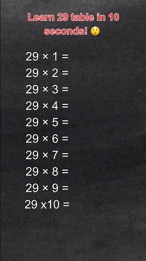 Easy Trick to learn 29 times table? | Short Trick Educational. #mathematics #challenge #quiz #tables