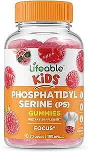 Lifeable Phosphatidylserine (ps100) Kids | 100mg Kids Focus Gummies | Great Tasting Phosphatidylserine Supplement | Focus Supplement for Kids | 90 Gummies
