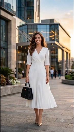 This Elegant White Dress Looks So Expensive! 🤍✨ | Nmoder Pleated Midi Dress #Shorts