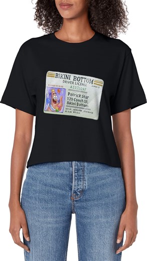 Amazon.com: SpongeBob SquarePants Patrick Star Driver's License - Camiseta corta para mujer, Beige : Ropa, Zapatos y Joyería