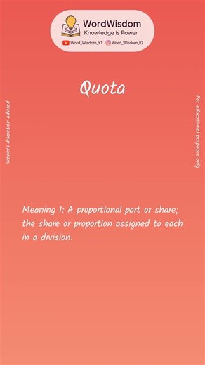 What does "Quota" mean? | English vocabulary shorts | #quota #wordwisdom