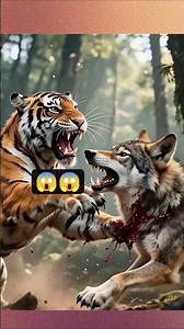 🐆🐺Tiger vs Wolf | The Most Dangerous Jungle Fight #trending #youtubeshorts #shorts