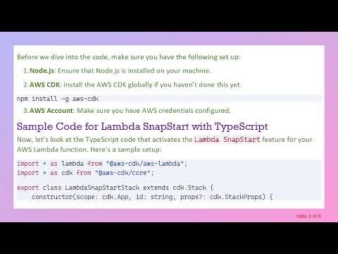 How to Activate Lambda SnapStart with TypeScript CDK