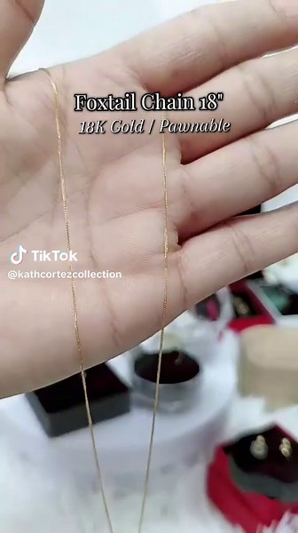 Foxtail Chain 18K Gold Pawnable, 18inches #18kgoldnecklace #goldnecklace #18kgold #jewelry #LIVEhighlights #TikTokLIVE #LIVE