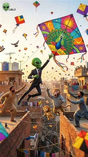 👽Alien Goes Crazy in Lahore Basant 🪁 |🐒 Monkey Can’t Stop Laughing.