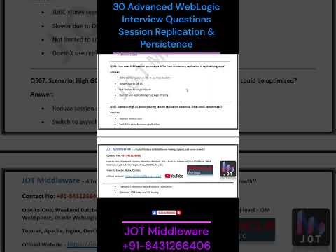 WebLogic - 30 Interview Questions on - Session Management, Replication Group, Persistence, issues