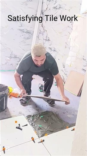 Perfect Floor Tile Installation 🛠️ | Satisfying Tiling #shorts