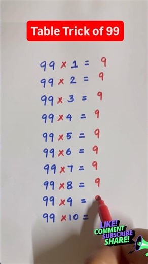 Table trick of 99 #shorts