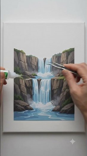 "Making a Paper Waterfall Diorama 🌊 So Satisfying!" #origami #art #homemadepapercraft,diy,art