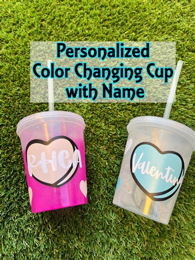 Personalized Color Changing Cup | Valentine’s Day Gift for Kids & Teens, Custom Name Cold Cup, Heart Design Tumbler - Etsy