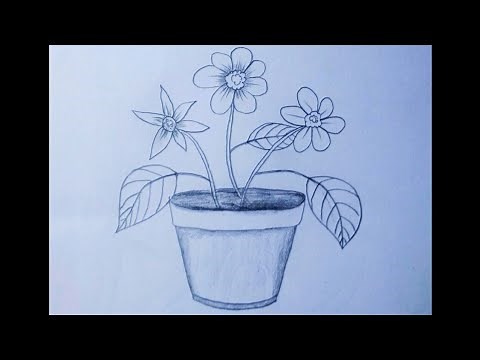 गमले का चित्र बनाना सीखें | How to Draw a Flower Pot Very Esey & Simple Step Gamla Ka Chitra Drawing