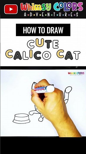 How to Draw Cute Calico Kitten for Beginners | Step by Step Easy Drawing Tutorials