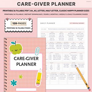 Printable Care-giver Planner | Daily Care Logs Medical Tracker | Elder Home Care Organizer - Etsy