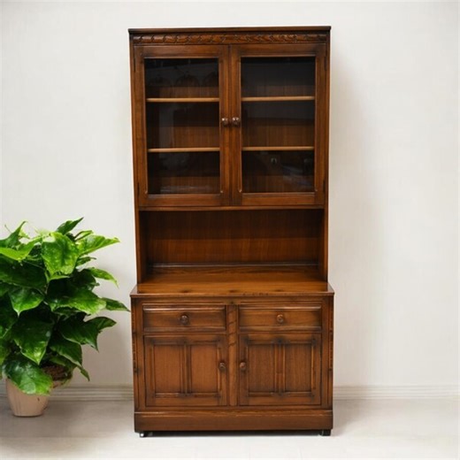 Ercol Mural Wall Unit Display Cabinet Glass Doors Golden Dawn Free Uk Delivery | Vinterior