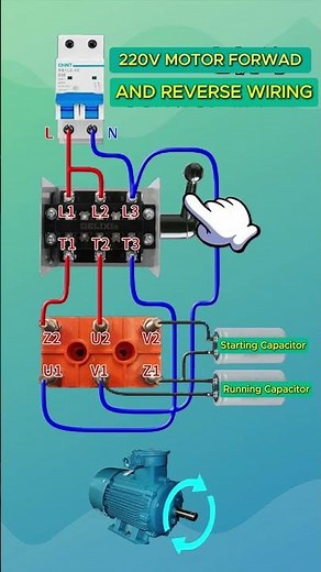220V Motor Forward And Reverse Wiring Connection #wiring #electrician #electricals #electricalwork