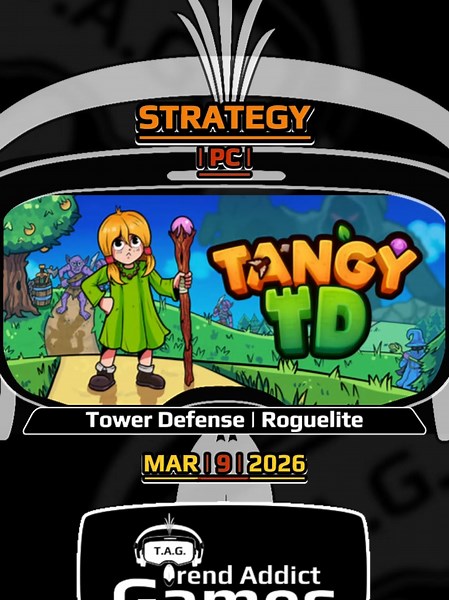 • Tangy TD • Strategy | Tower Defense | Roguelite / PC Strategic tower defense where you play as a witch. Build towers, combine abilities, and craft powerful builds with a deep skill tree. Developer: Cakez Publisher: Cakez https://store.steampowered.com/app/2245620/Tangy_TD/ Curated. Daily. T.A.G. Trend Addict Games (T.A.G.) recommends new PC games. We do not provide downloads. Please support the developers by purchasing through official platforms. Contact / Inquiries: trendaddictgames@gmail.com