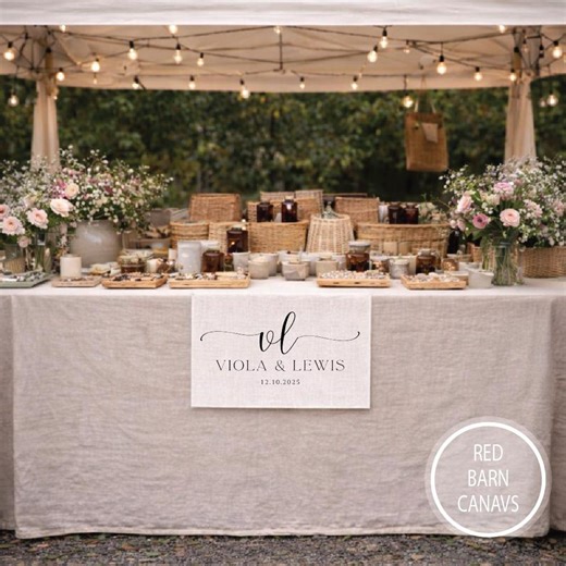 Custom Logo Table Runner | Natural Canvas | Trade Show or Market Table Display - Etsy
