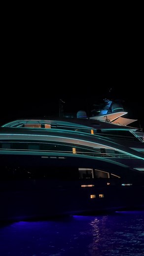 Luxurious 77 Meter Super Yacht 'Go' in the South of France at Night