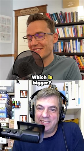 Hello, Puzzlers! on Instagram: "Can you guess which is bigger?! 🤯 Listen to the full episode with host of @3blue1brown Grant Sanderson 👉 at the link in bio."
