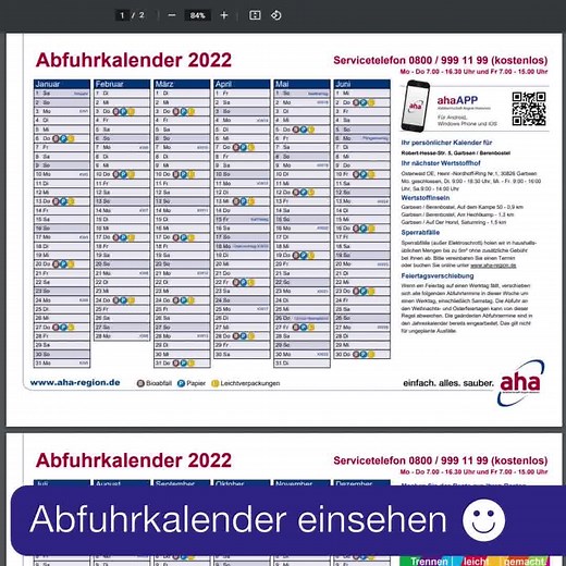 Ihr möchtet euch euren persönlichen Abfuhrkalender ausdrucken? So einfach geht’s! Einfach ausprobieren auf aha-region.de/abfuhrkalender gehen und los! #aharegion #ahaservice #hannover #abfuhrtermine #müllistdaswaswirdrausmachen | aha Zweckverband Abfallwirtschaft Region Hannover