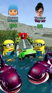Pocoyo in a Monster Truck vs Teacher in a Tiny Toy Car | BeamNG Drive #gaming #shorts