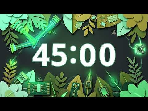 45 Minute Timer — Cyber Nature + Digital Beep | Tech Fusion, Silent, No Music