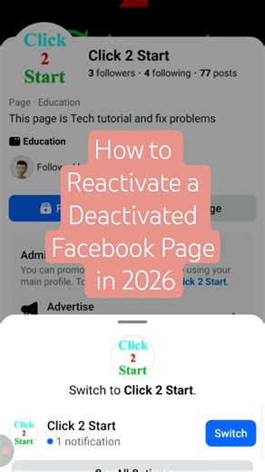 How to Reactivate a Deactivated Facebook Page #facebook #ytshorts #youtubeshorts