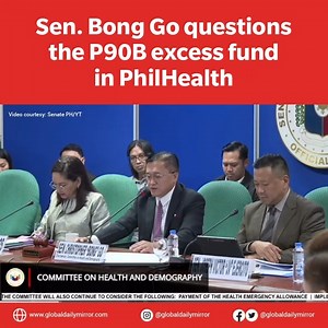 WATCH: Senator Bong Go raised concerns during the Senate Committee on Health and Demography hearing regarding PhilHealth's reported P90 billion excess fund. He emphasized that these unused funds could have been allocated to enhance benefits for Filipinos, including dialysis programs, mental health services, and dental care. "Hindi katanggap-tanggap na may pondong nandyan na hindi nagamit. Nagtitiyaga na po ang mga Pilipino sa hindi gaanong kalakihan na benepisyo kasi akala nila na wala na kayong