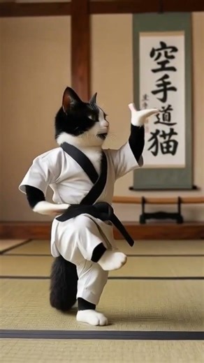 Karate Kid ❌ Karate Cat ✅ 🐱🥋 | Funny AI Cat Karate | Viral AI Shorts #trendingai #catvideos #cat