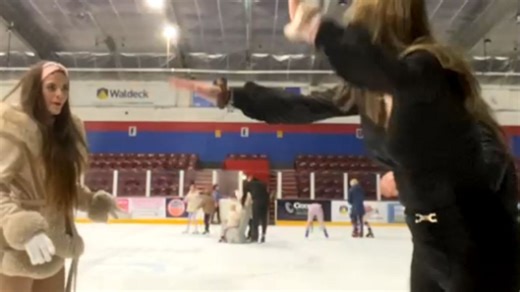 Girl Ice skating for the first time fails hard and hilariously