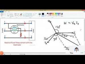 reactive power measurement by one wattmeter method phasor and circuit diagram