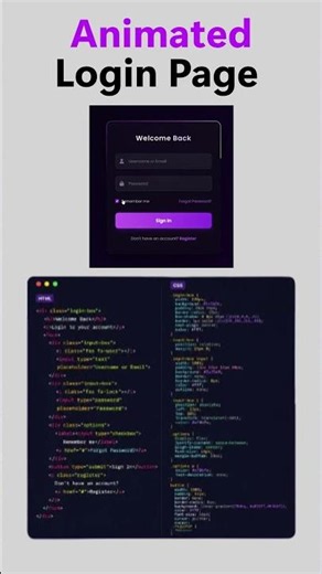 Animated Login Page Using HTML CSS #viral #shorts #coding #css