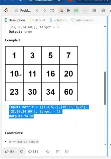 LeetCode #74 Search a 2D Matrix | Binary Search on Matrix in Java #coding #programming #dsa