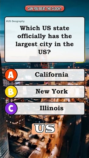 🏙️ Which US State Officially Has the LARGEST City? 🇺🇸🗽 #Shorts #usaquiz #geography