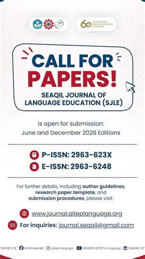 Call for Papers : SEAQIL Journal of Language Education (SJLE)