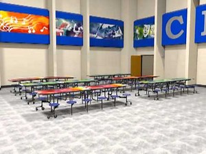 Palmer Hamilton Mobile 60T Stool Cafeteria Table Animation