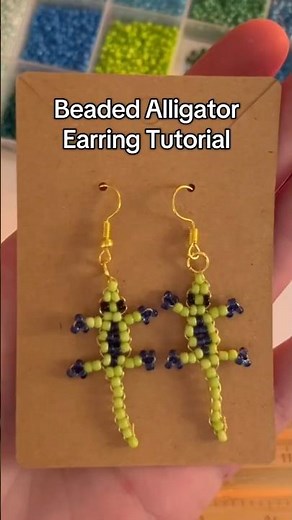 Beaded alligator earring tutorial 🐊 #beads #tutorial