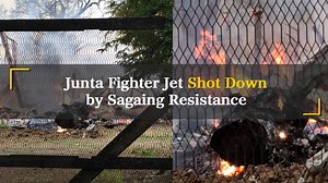 Junta Fighter Jet Shot Down by Sagaing Resistance A junta fighter jet was shot down by the People’s Liberation Army (PLA) resistance group at noon on Tuesday while bombing near the junta’s Kan Dauk police station in Pale Township, Sagaing Region, which has been under attack by resistance forces. The aircraft crashed onto a village monastery and a pilot’s helmet and skull were reportedly found in the debris. #Myanmar #Sagaing #KanDauk #Pale #junta #fighterjet #resistance #PLA # #PoliceStation #ai