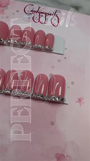 Short gel nude bling press ons . . . . #winternails #shortnails #blingnails #valentinesnails #torontonails