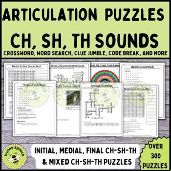Articulation SH CH TH Speech Therapy Puzzles for Older Students Printable Games