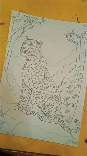 Leopard Drawing Begins🐆 #shorts #drawing #art #leopard