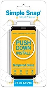 Simple Snap Tempered Glass Screen Protector for Apple iPhone 5/5S High Definition (HD) Oleophobic - Maximum Clarity and Touchscreen Accuracy