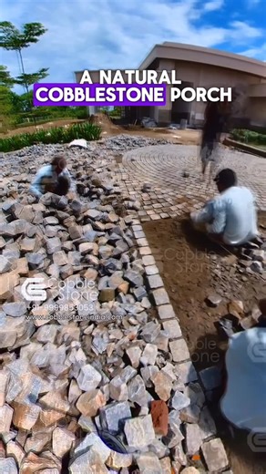 Cobble Stone Pvt. Ltd. on Instagram: "In architecture, details define spaces. This radial cobblestone pattern at a luxury hotel porch is more than paving — it’s a dialogue between stone, design, and craftsmanship. Every cobble is hand-selected, hand-trimmed, and hand-laid, forming circles that guide movement, disperse load, and create a timeless visual rhythm. For architects, designers, and landscape professionals, natural stone isn’t just a material — it’s an element that adds permanence, textu