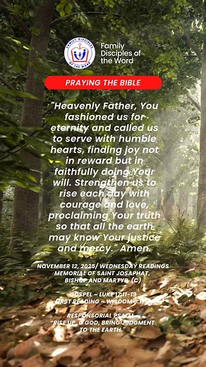 Do I notice and return thanks for God’s daily blessings? Am I promoting unity in my relationships, community, and ministry? Do I serve God with humility, without seeking recognition? Today, I choose a grateful heart and a peaceful spirit. | Family Disciples of the Word