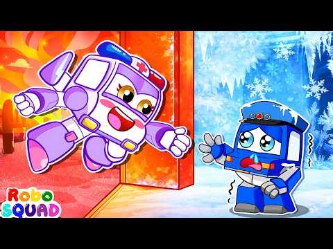 Ambulance Turn Into Superhero🦸‍♂️Bath Song | Hot vs Cold | Opposites Song | RoboSquad Nursery Rhymes