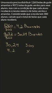 Uma escola deverá distribuir um total de 1260 bolas d... | Apoema Matemáti | 6º Ano | 3 | Matemática